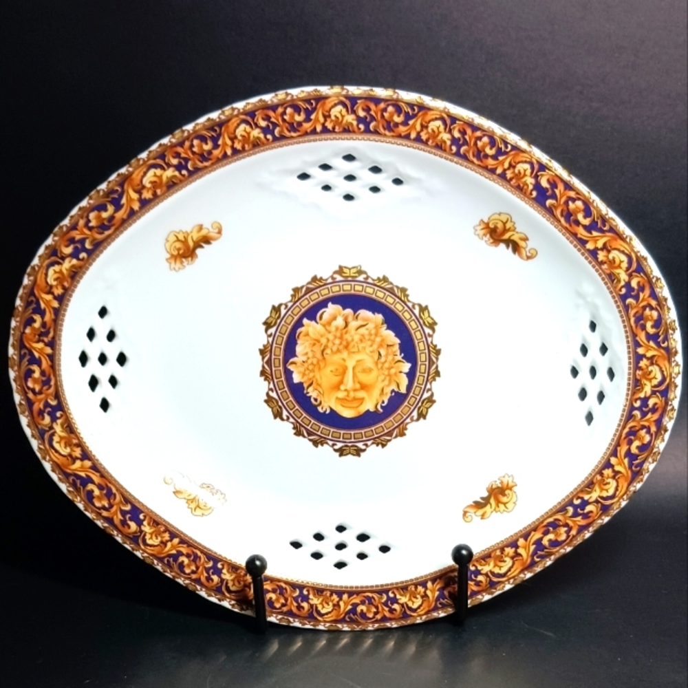 Bacchus T.Limoges Designed in France Plate, Gold, White, Blue, Bacchus